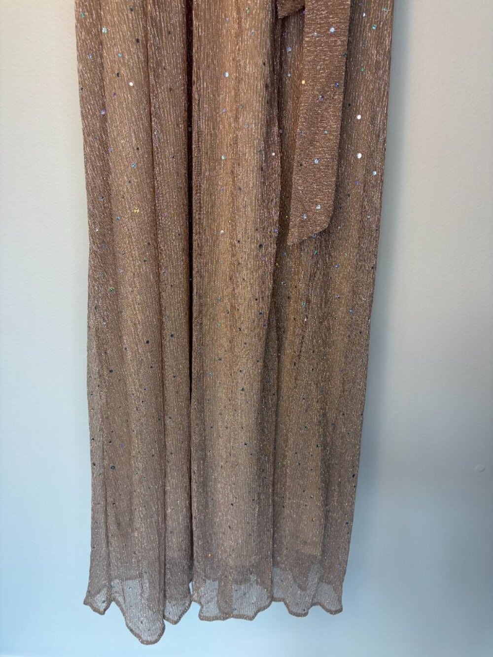 Baltic Born Abigail Sparkle Gown In Champagne Longsleeve Wrap Maxi Dress (NWT) - Picture 2 of 10